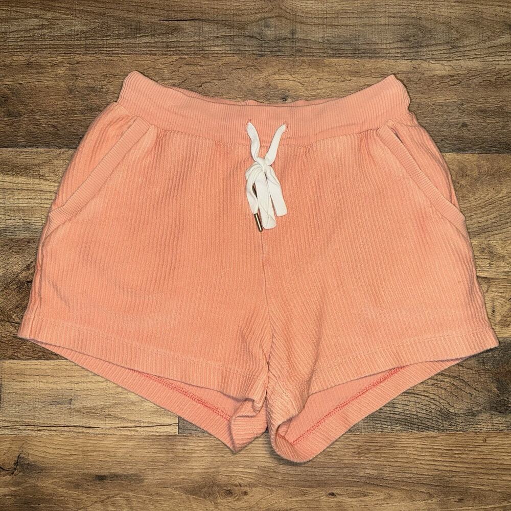 Aerie Waffle Cone Shorts Drawstring Pockets 3" Inseam Salmon Pink XS